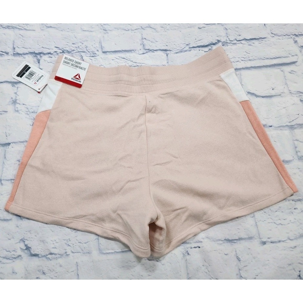Reebok WOMENS SIZE L Shorts Pink White Colorblock Relaxed Shorts - Picture 7 of 13